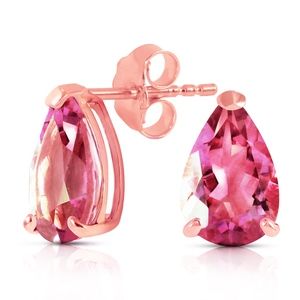 GOLD STUD EARRING WITH NATURAL PINK TOPAZ